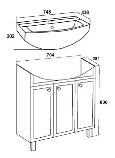 Тумба под раковину Runo мята (под умывальник Best 75 ) Римини 75 (00-00001275)